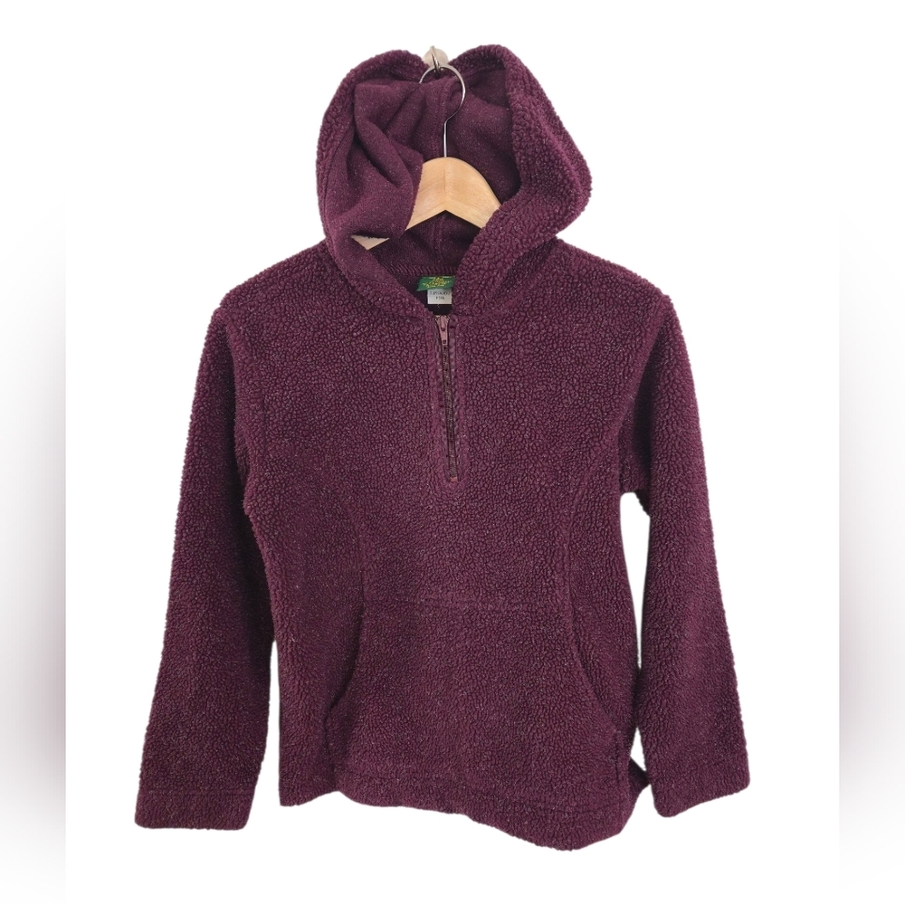 Cabela's Women's Hooded Pullover 1/4 Zip Deep Pile Fleece Burgundy Size Small
